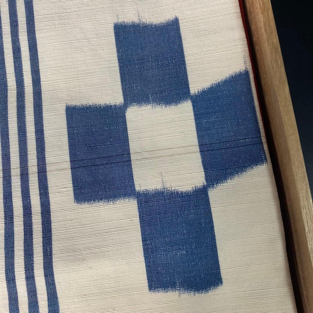 ZF-1343 袋帯 琉球絣 紬 燕 市松 美品 正絹 全通 お洒落