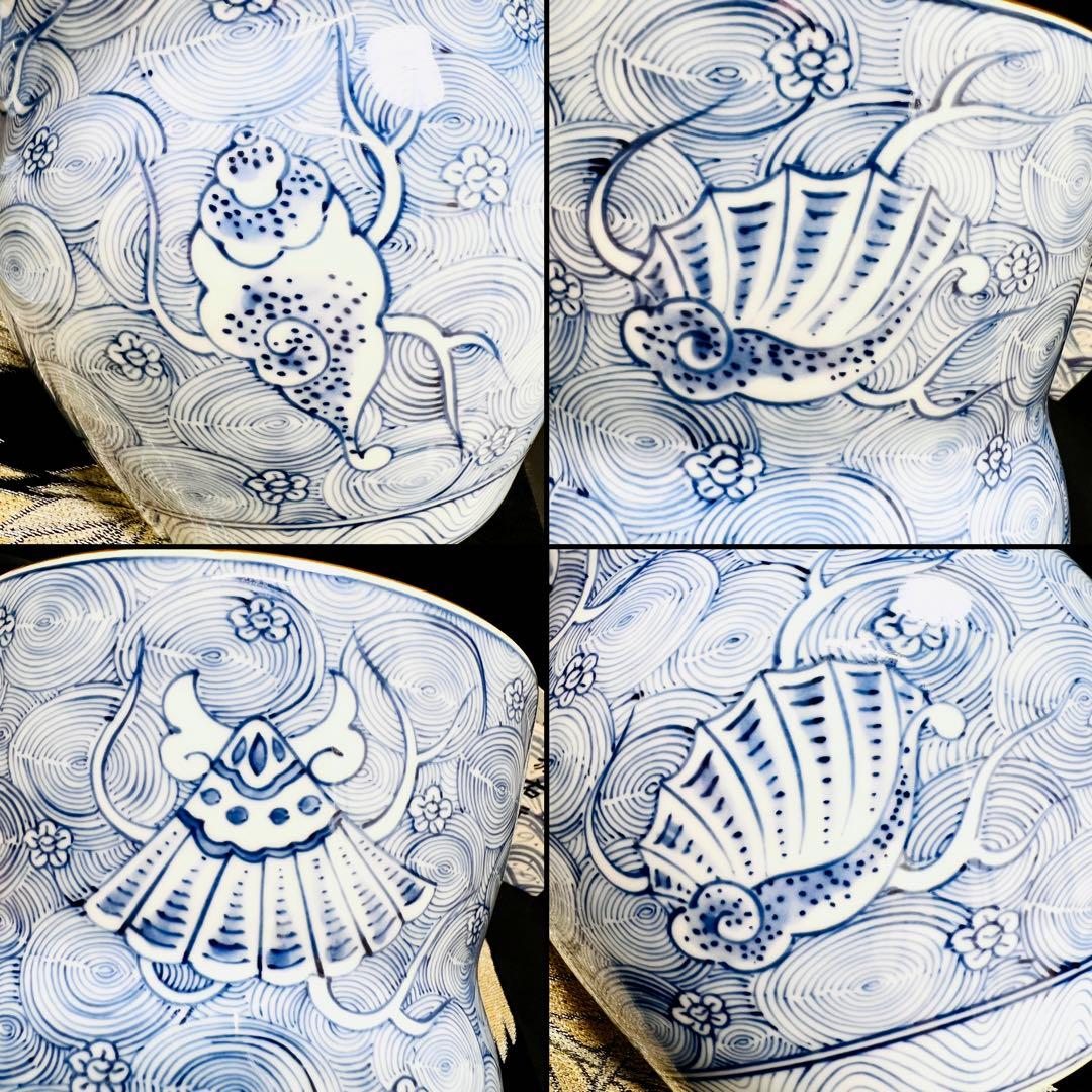 舘林源右衛門　古伊万里の伝統　源右衛門作　染付渦花絵　水指