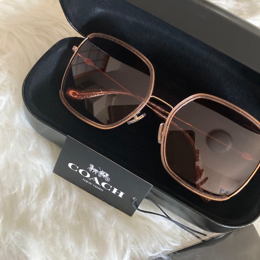 新品未使用 コーチ COACH ブラウン スクエアサングラス メガネケース 付き