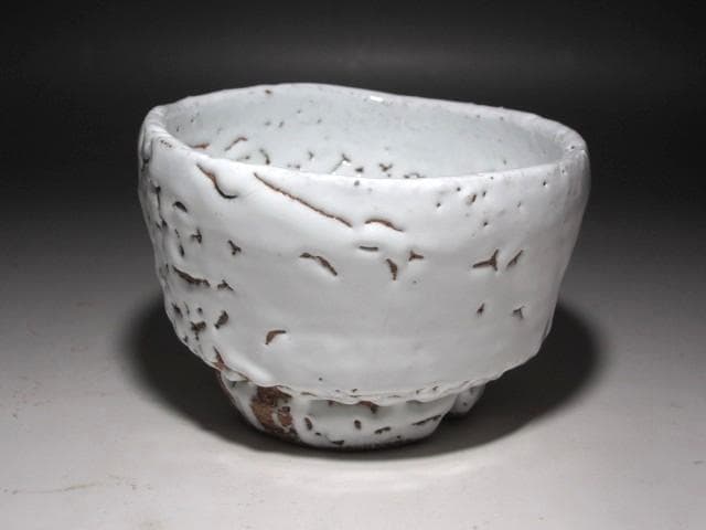 ☆　十一代　三輪休雪　鬼萩茶碗　瑞雲　裏千家　十五代　鵬雲斎の花押☆y631