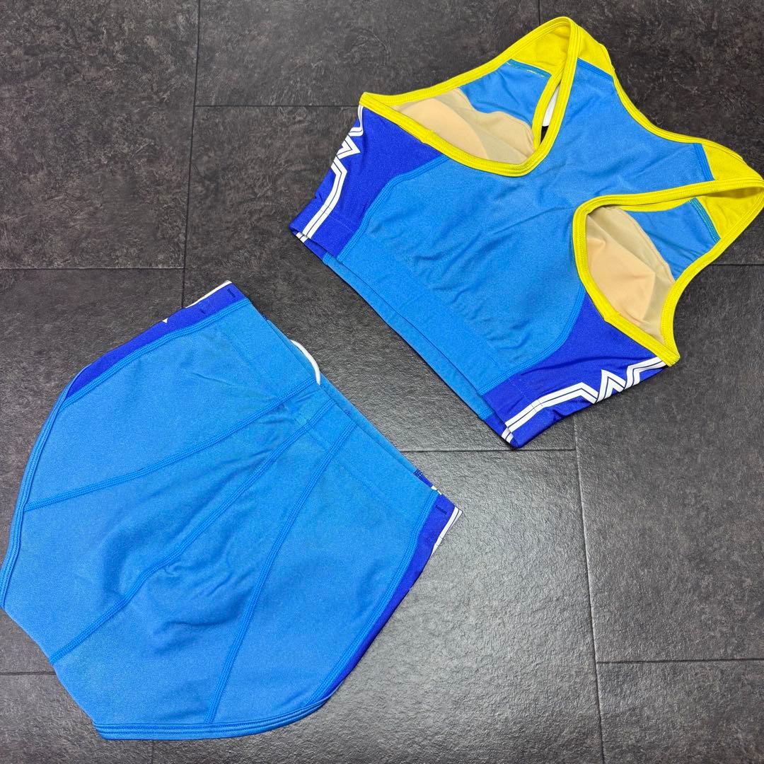 ミズノ　女子陸上ユニフォーム上下セット　Mサイズ　サックス×ブルー×イエロー