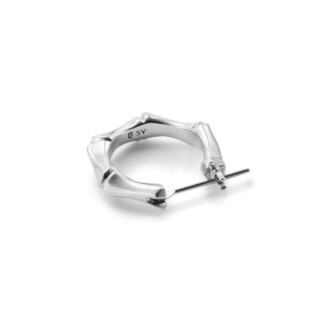 ガルニ　garni シルバー 八角形　フープ　ピアス ロゴ　ボーン　骨　925