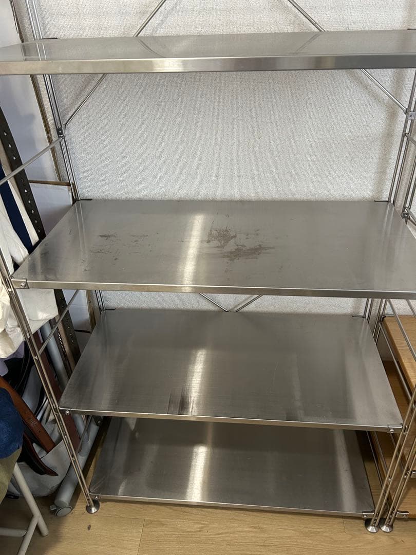 【無印良品】ステンレスユニットシェルフ　ステンレス材棚セット　ワイド　大