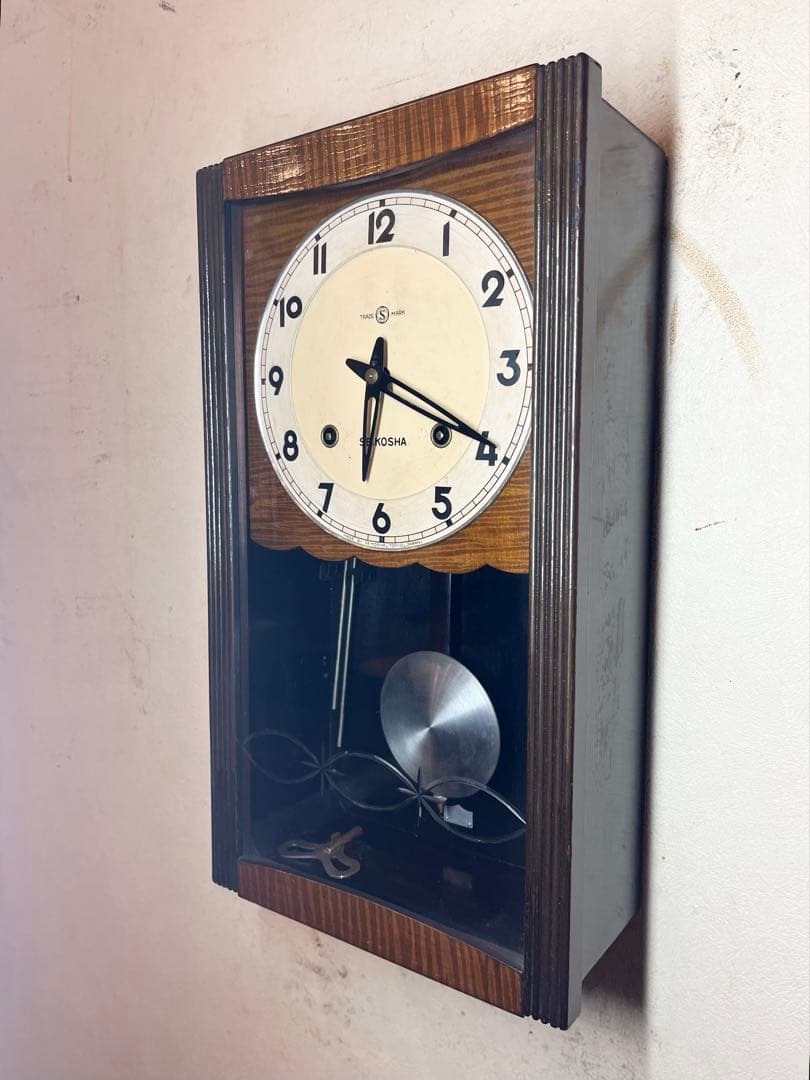 精工舎　柱時計　古時計　振り子　レトロ　ビンテージ　アンティーク　ゼンマイ