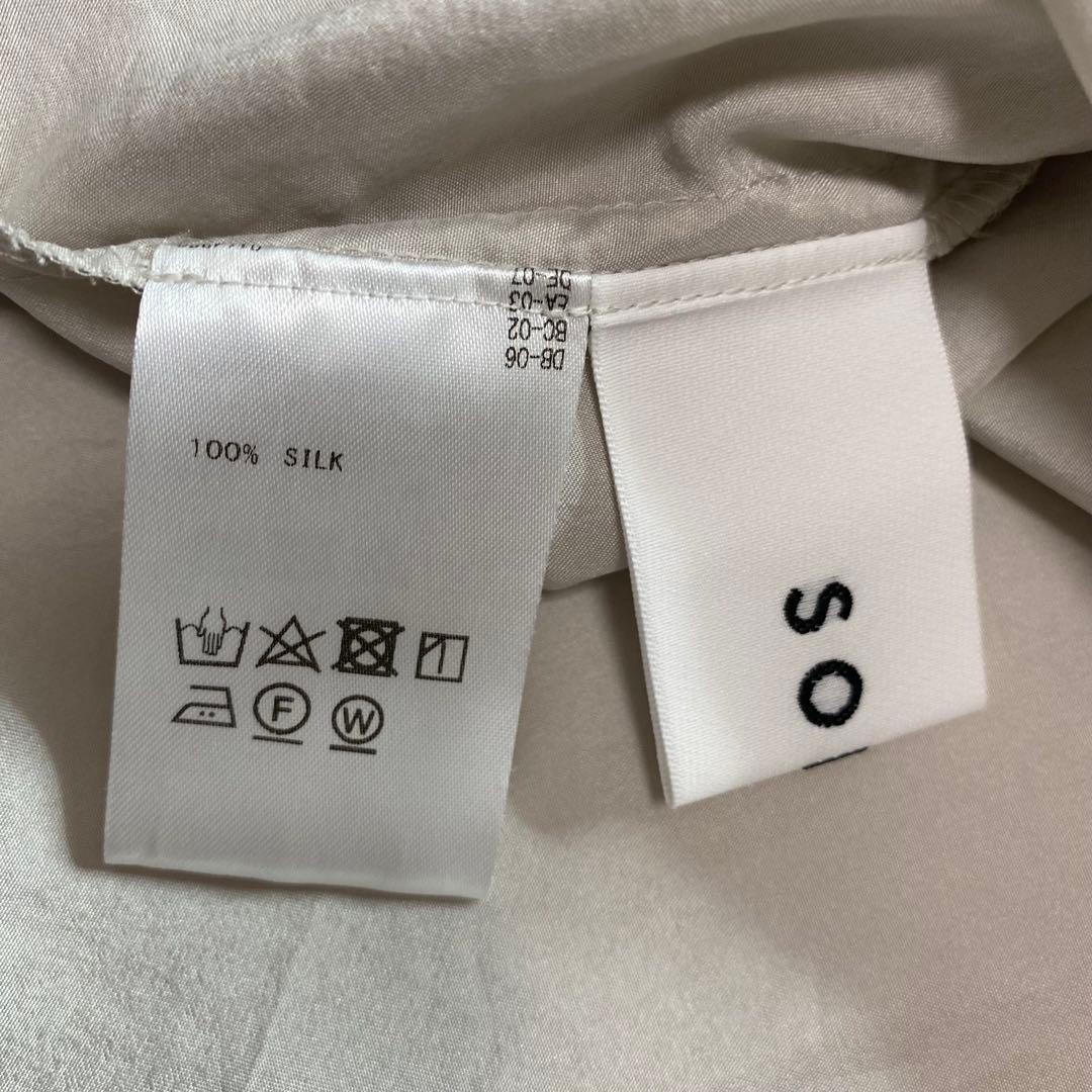 美品✨SOEJU シルク100% ボウタイブラウス　ライトグレー　洗える