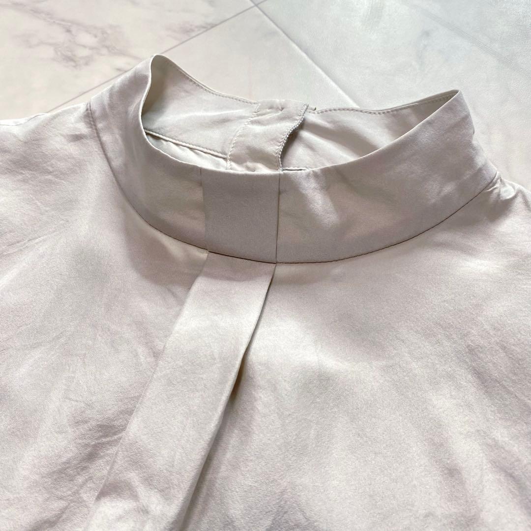 美品✨SOEJU シルク100% ボウタイブラウス　ライトグレー　洗える