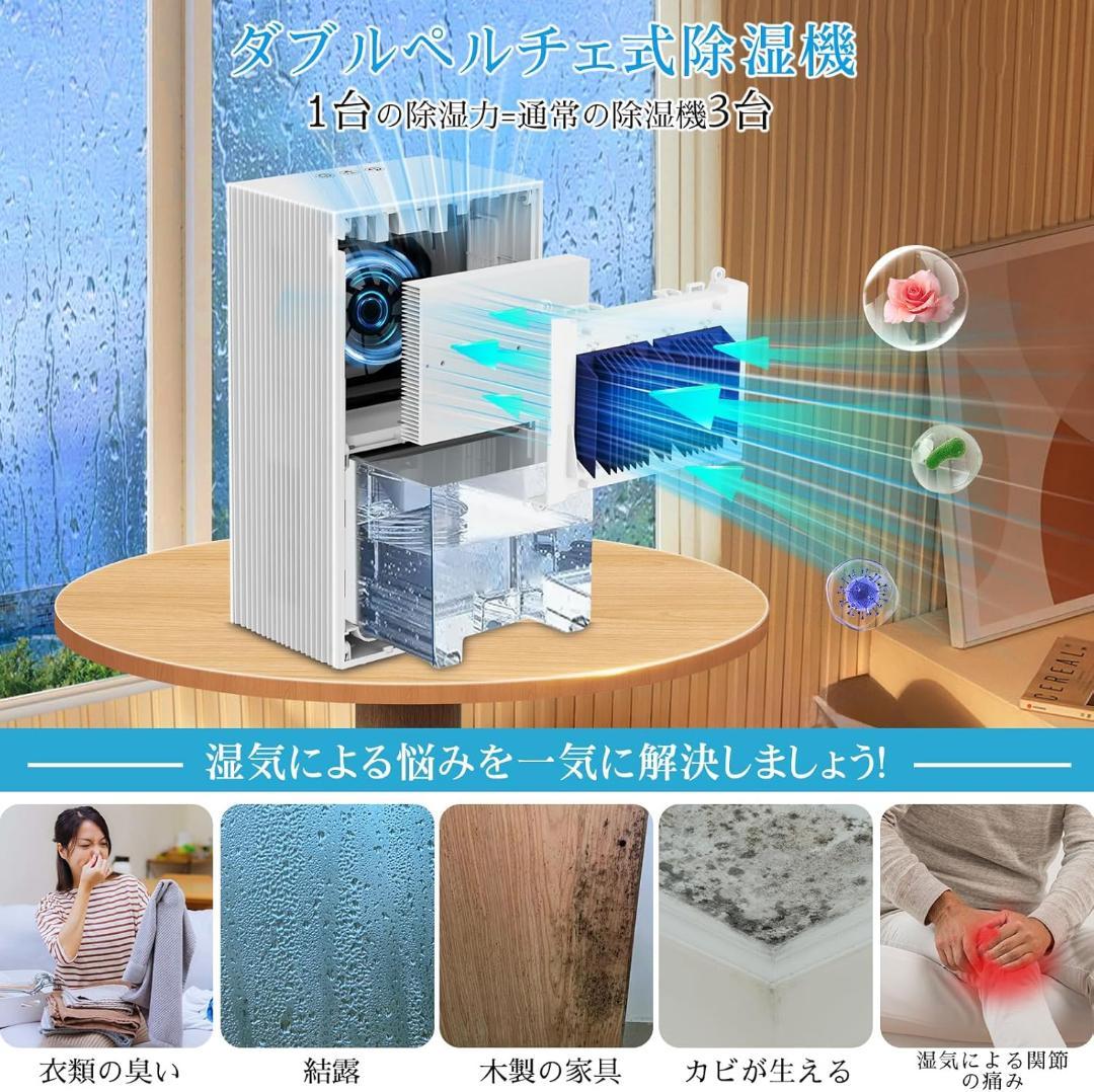 除湿機 小型 除湿器【2025新型ダブルペルチェ式・大容量2.5L・強力除湿】