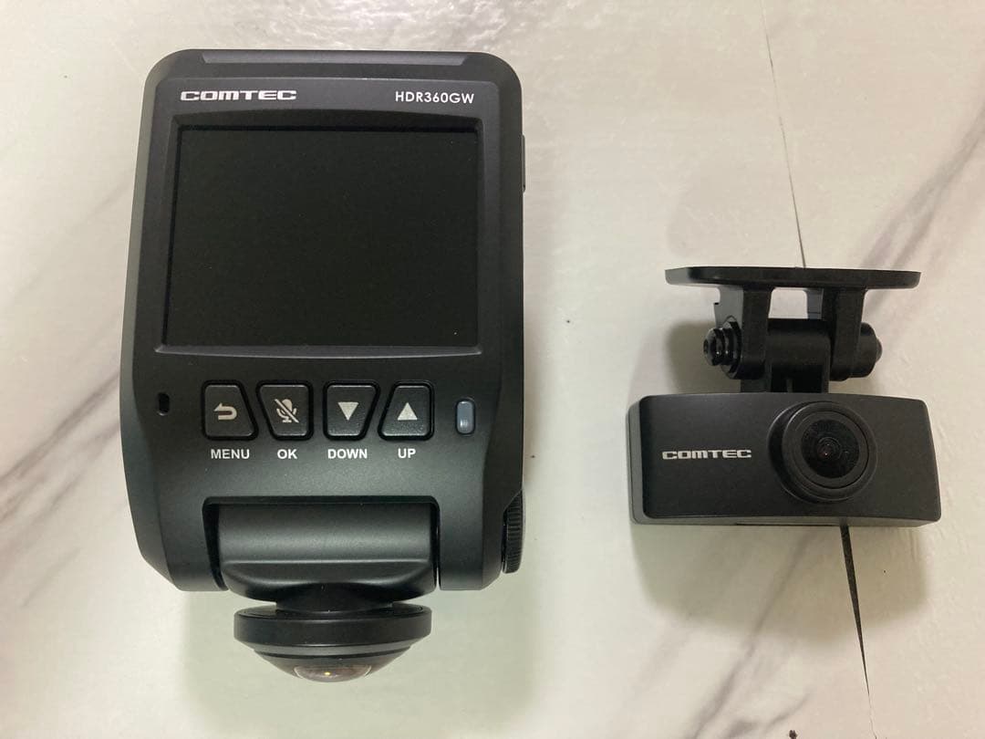 送料無料　コムテック HDR360GW 前後2カメラ　ドライブレコーダー360度