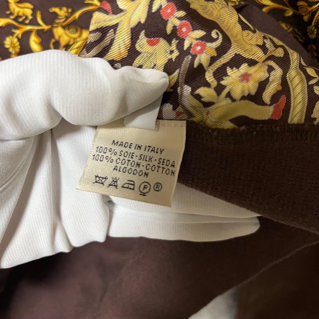 美品 HERMES シルク100 マルジェラ期 スカーフ柄 異素材 シャツ