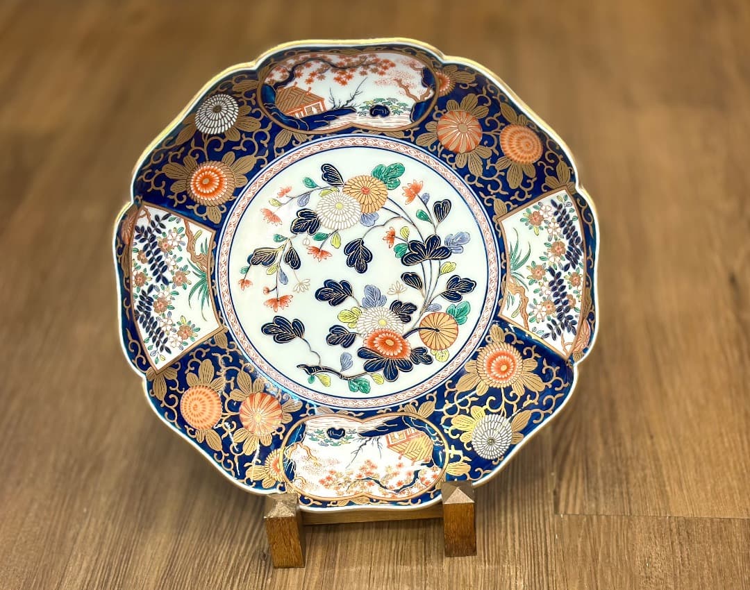 再値下げ　新品　有田焼　琳派古伊万里様式　盛皿　木箱入　直径39cm　其泉窯