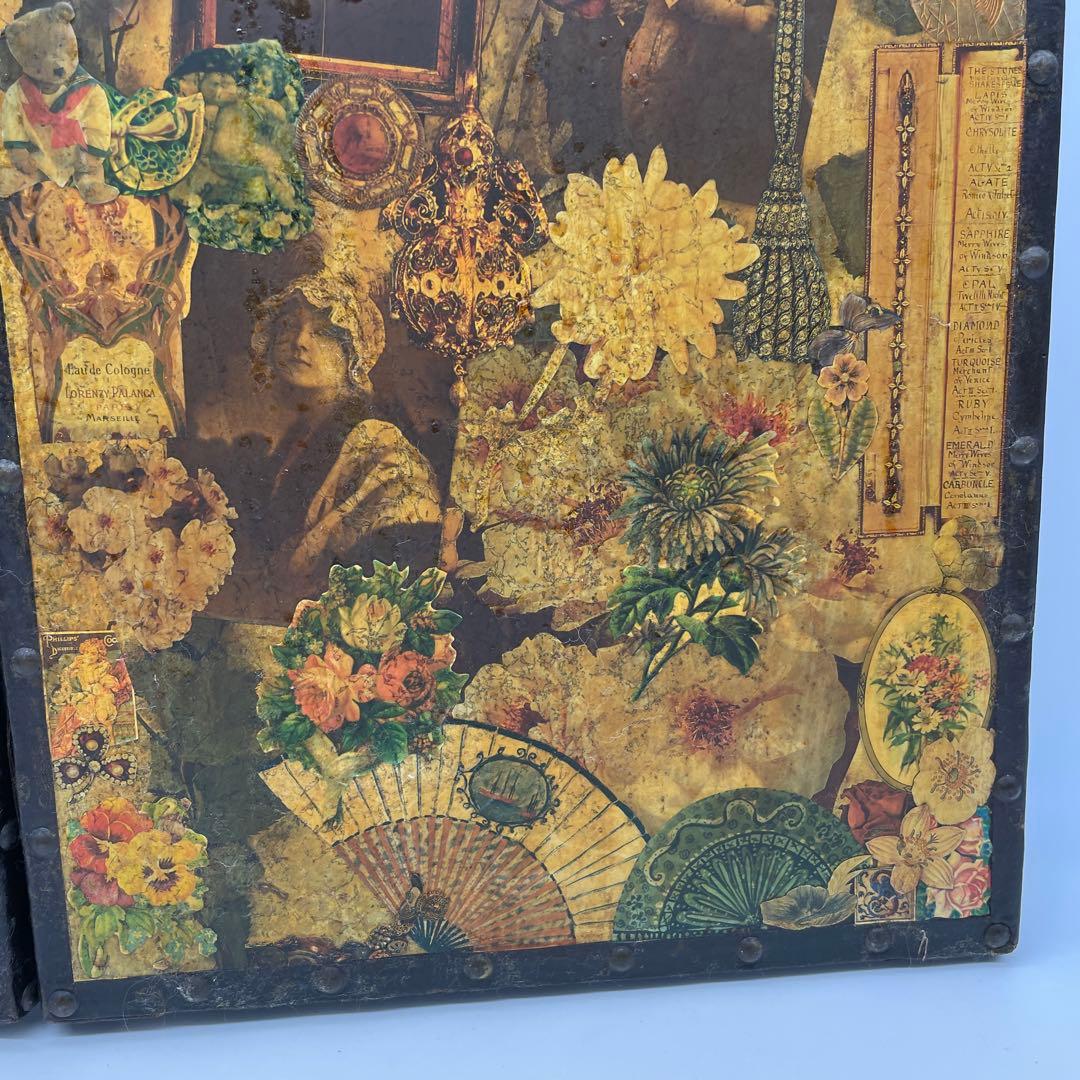 海外製屏風　ヴィンテージ　アンティーク　デコパージュパネル　スクラップスクリーン