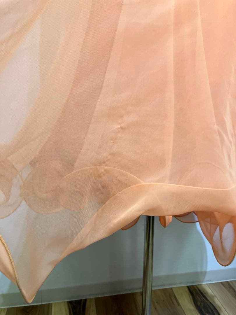 社交ダンス　スタンダードドレス　モダンドレス　オレンジ　スパンコール　刺繍