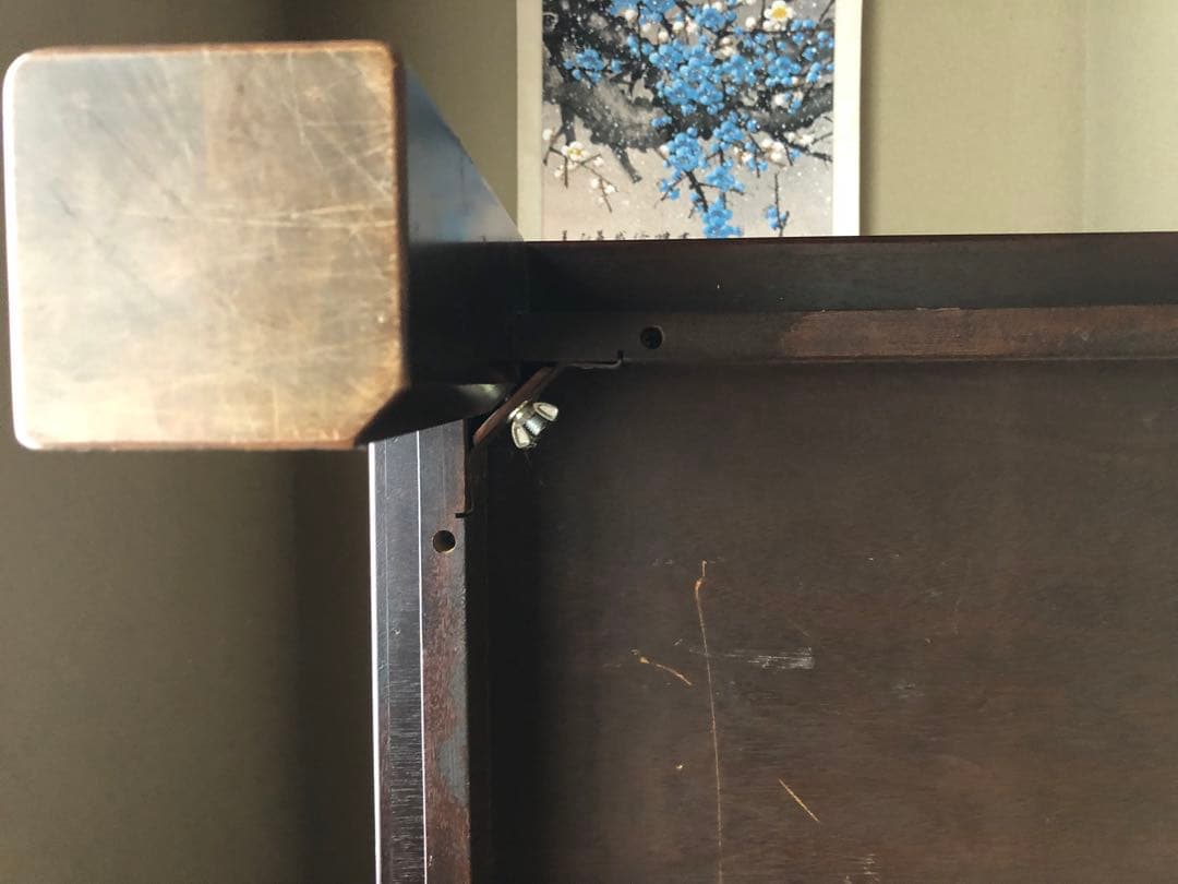 和モダン　テーブル　座卓　1.2M 正方形　濃茶