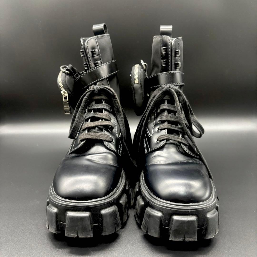 美品 PRADA プラダ Re-Nylon モノリス ポーチ付き ブーツ