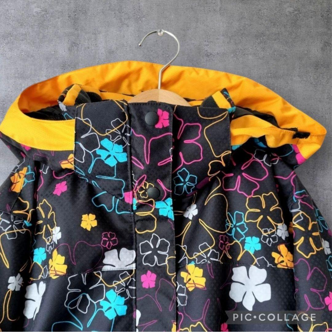 美品 Phenix スキーウェア 女の子 160 150 上下 黒×ピンク 花柄