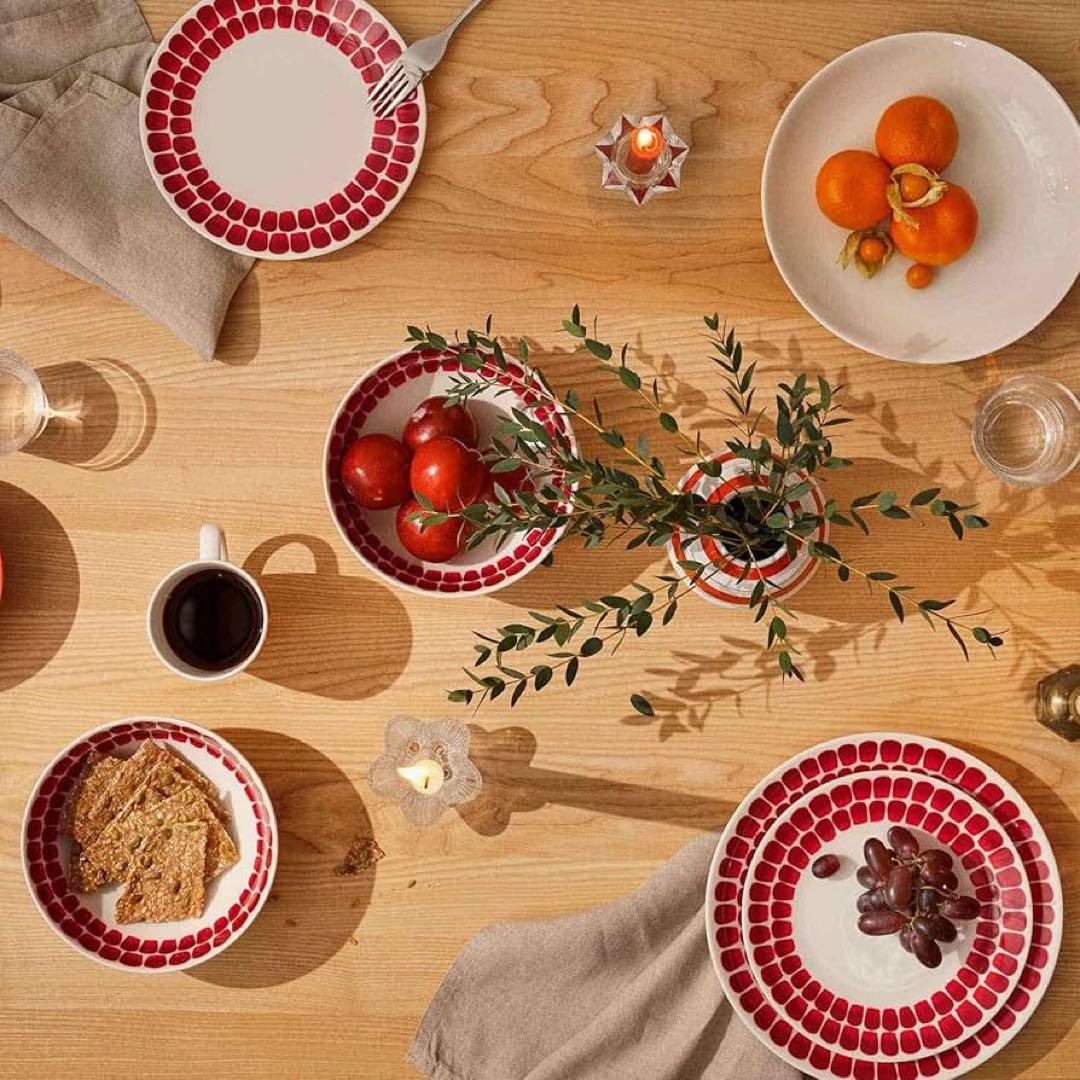 新品アラビアARABIA24Hトゥオキオ プレート20cm 3セット ホリデー赤
