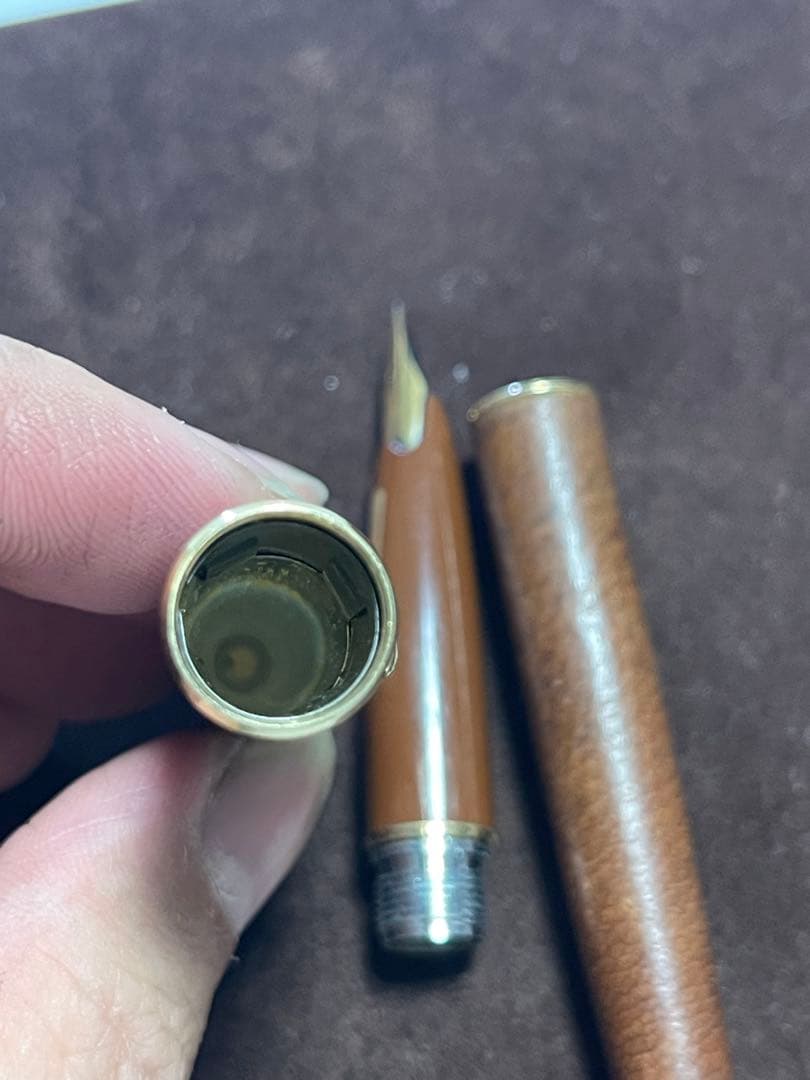 PLATINUM プラチナ 万年筆 18K ペン先 ブラウン レザー調