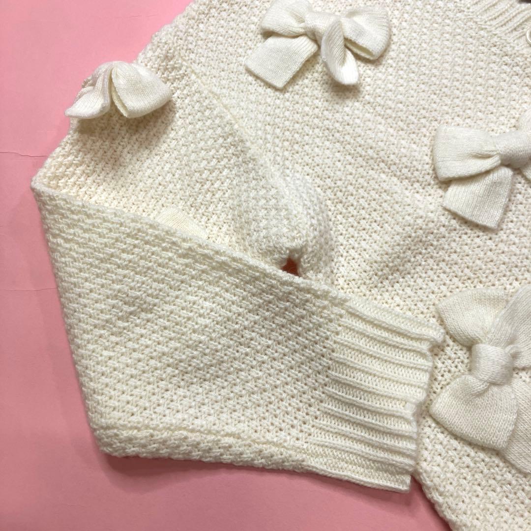 【新品未使用】ピンクハウス アイボリー リボン使い ニットカーディガン/2023