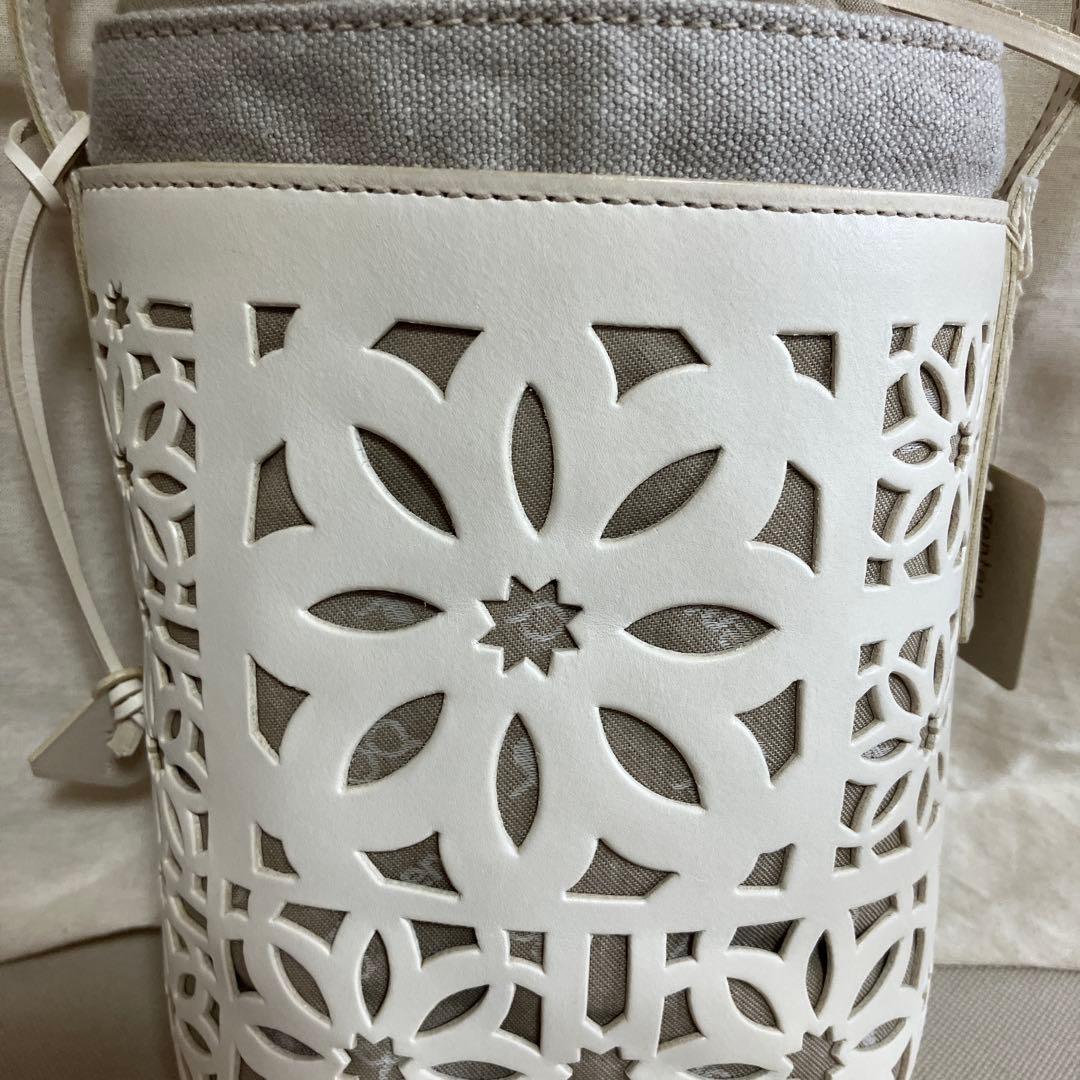 未使用 genten リネンカットワーク筒形ショルダー