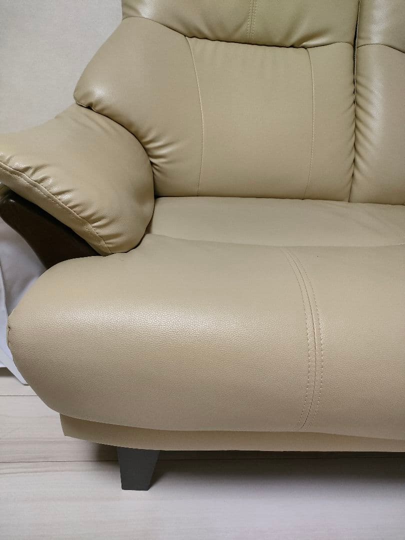 【超美品】ハイバックソファ 合成皮革 2人掛けソファ　傷・汚れに強い合成皮革