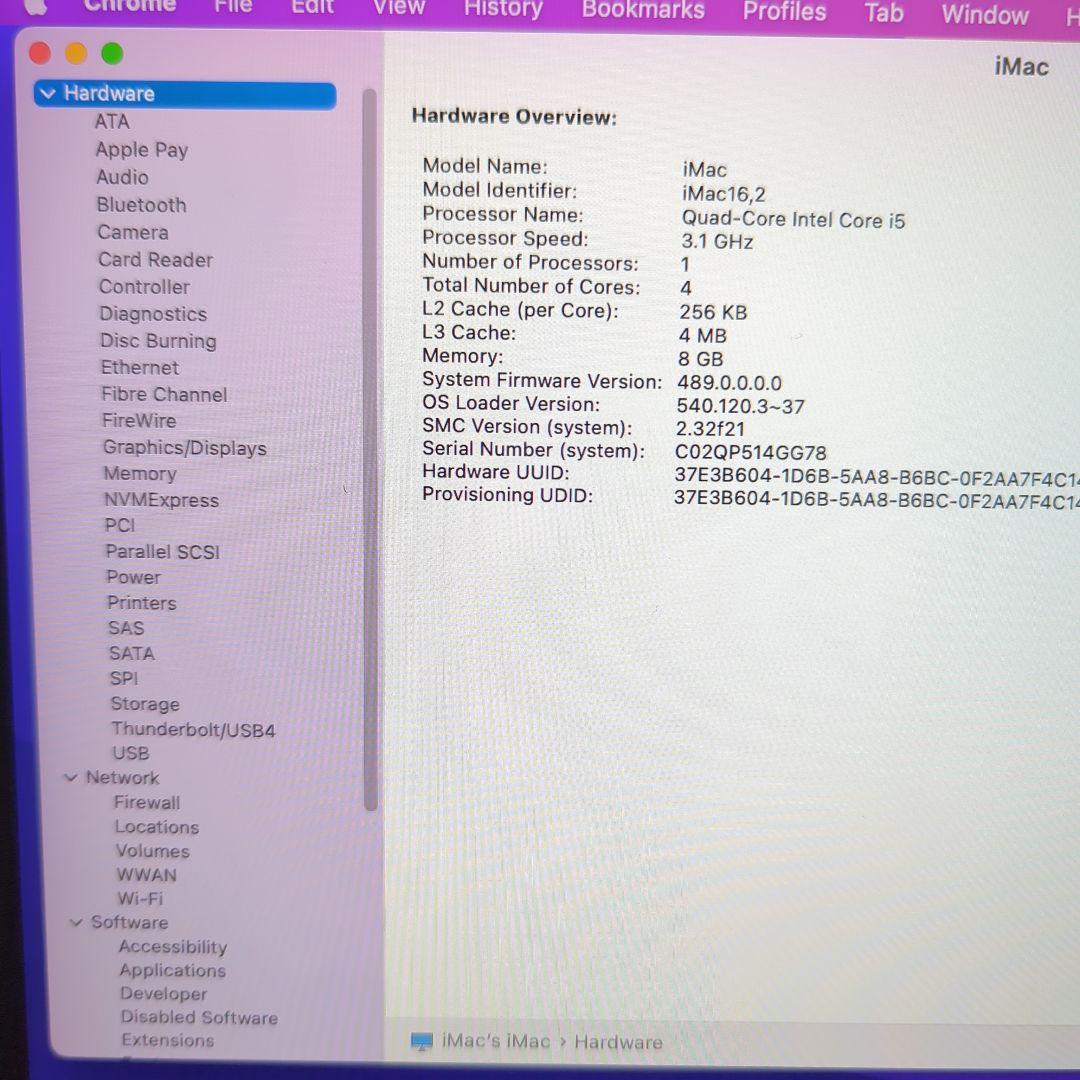 T*o様 iMac 2015 21.5インチ 4K SSD480GB