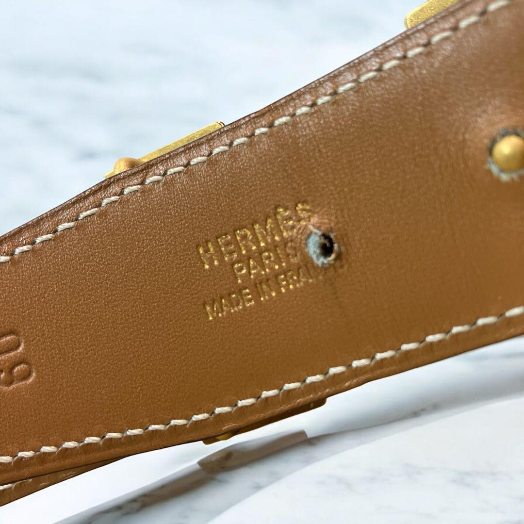 エルメス　ボックスカーフ　コンスタンス　Hベルト　60 HERMES ゴールド