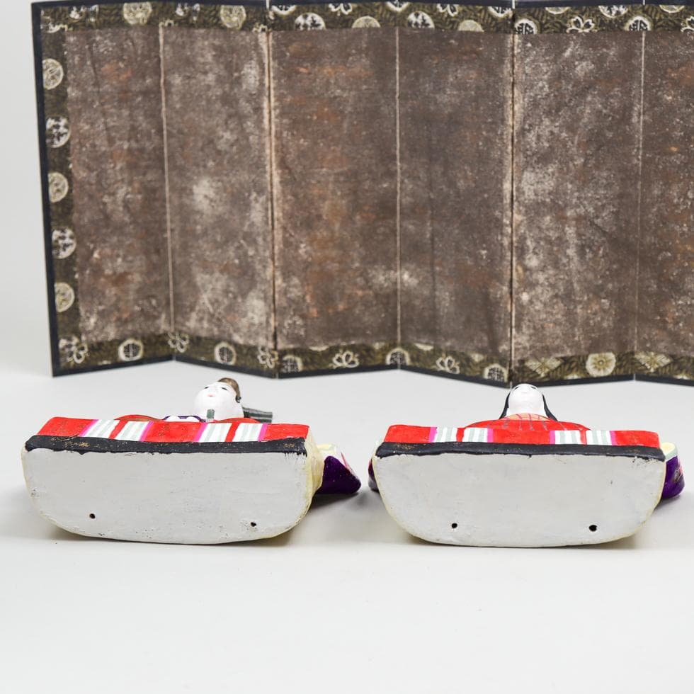 富山土人形 雛人形 11点 花瓶 屏風