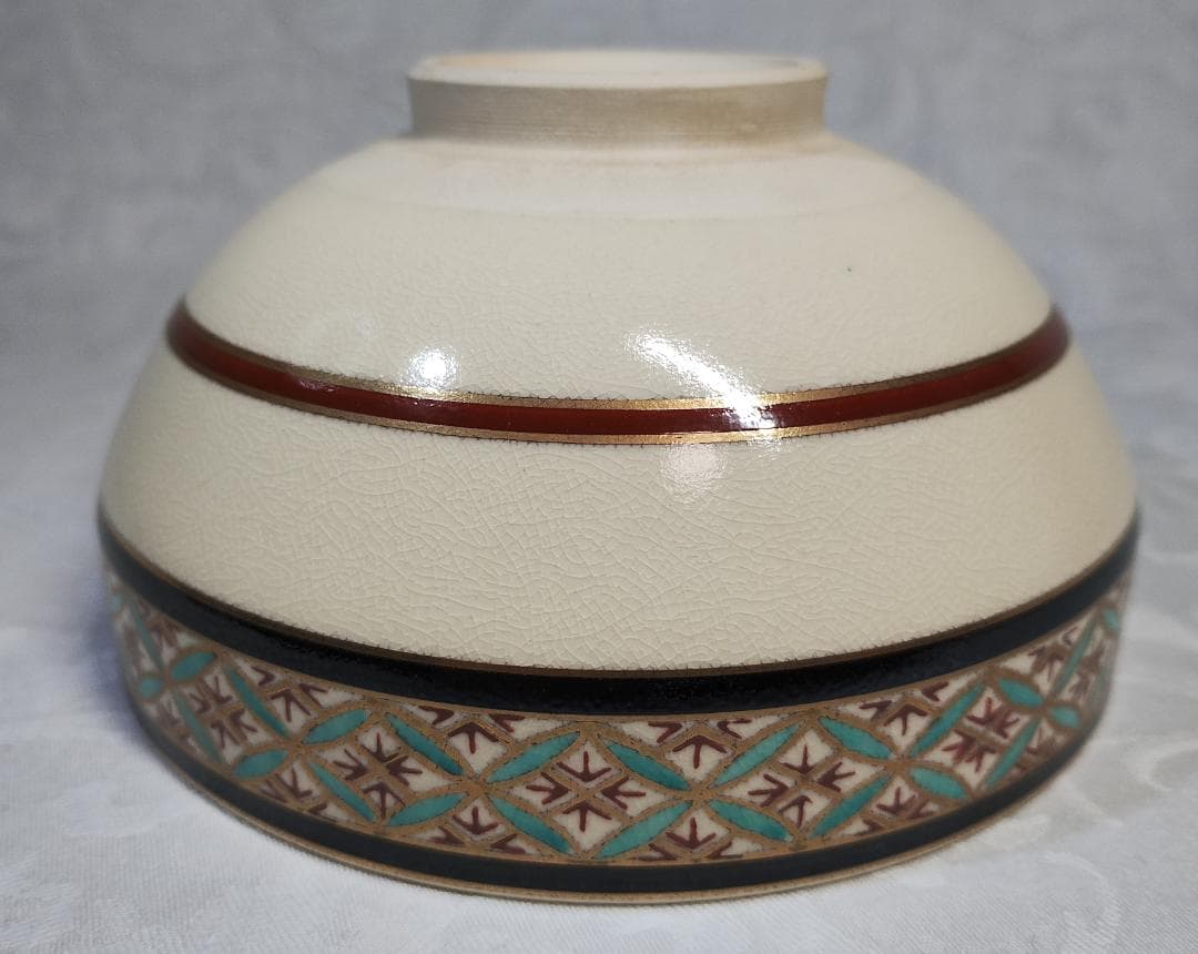 定靖　獨楽形　栄七宝　茶碗　10杯　共箱付　茶道具