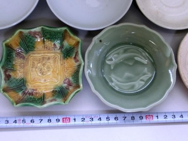 皿■古い中国時代物小皿7枚セット 古い白磁 青磁 三彩 白釉 粉引き 古玩 唐物