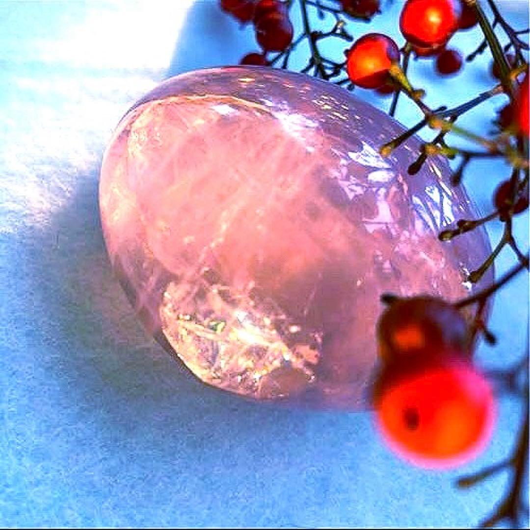 Q-1 【高品質】虹入りローズクォーツ ピンク　165g