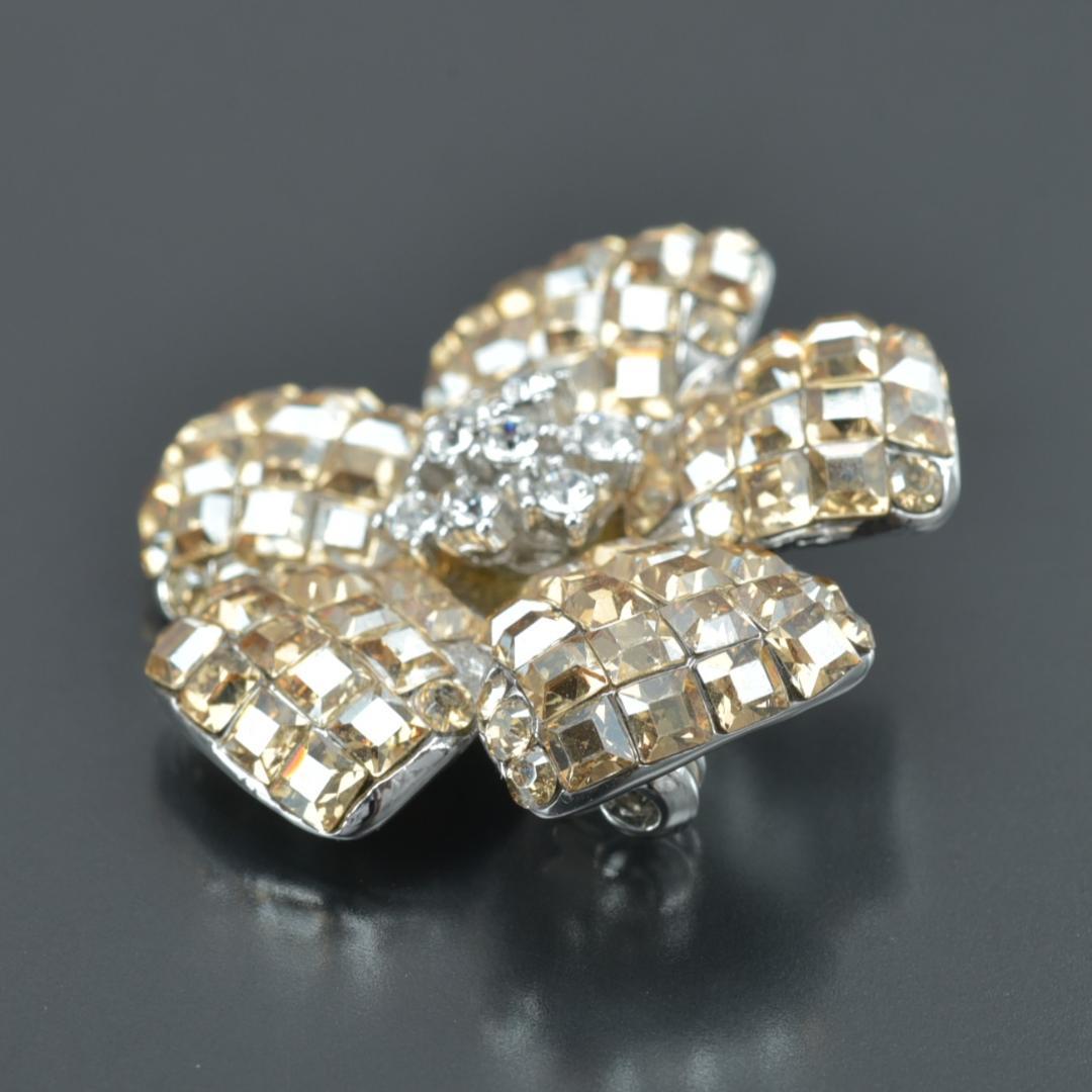 新品 FOXEY ブローチ フラワー ゴールド ラインストーン シルバー 花