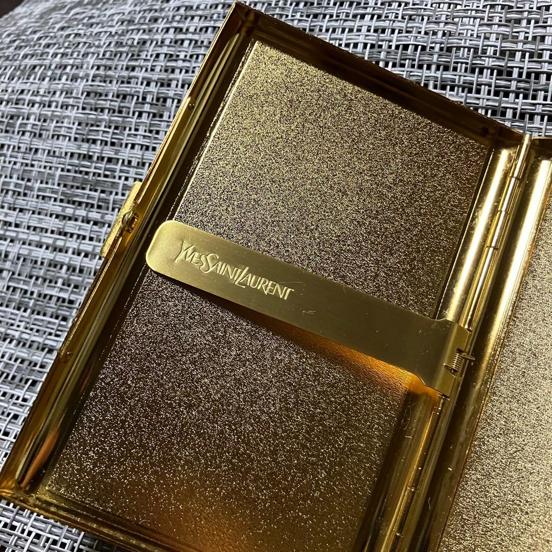 YSL イヴサンローラン ヴィンテージ カードケース ケース 赤x黒x金 名刺