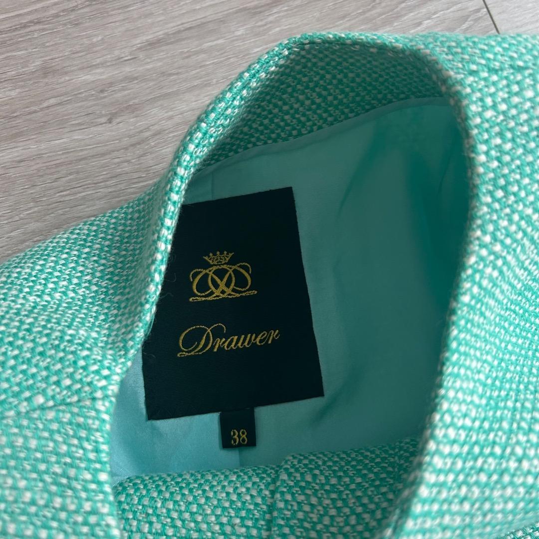 専用品 ドゥロワー フレアスリーブ ノーカラージャケット ツイード ウール