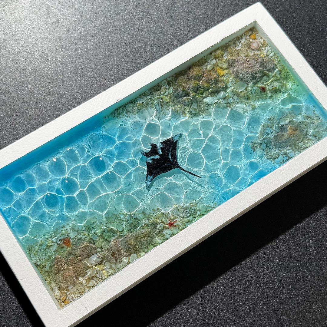 (壁掛け)レジンアート オーシャンアート マンタ 海 アート 波紋