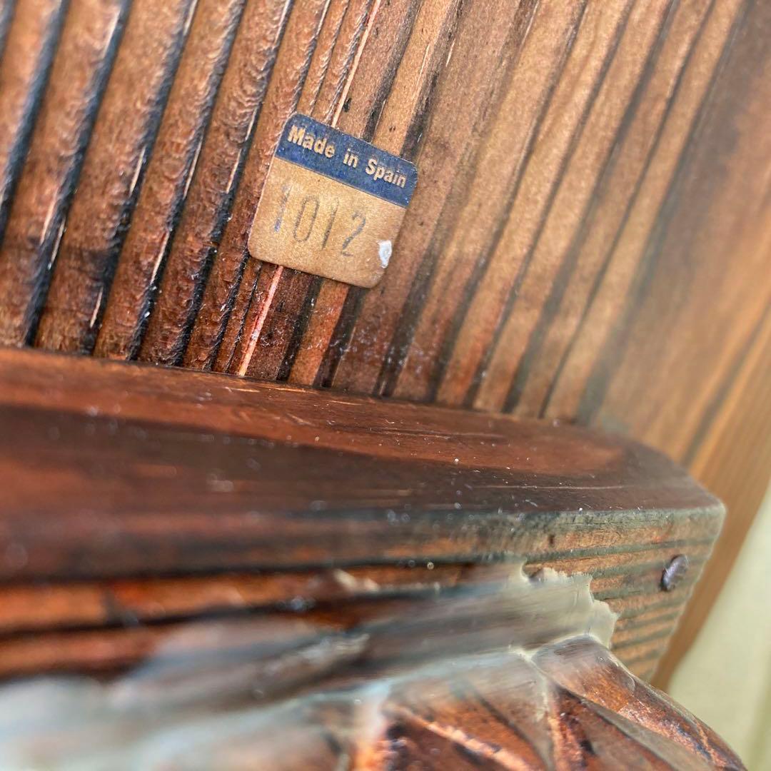 カフェテーブル スペイン 木彫花置き台 ヴィンテージ