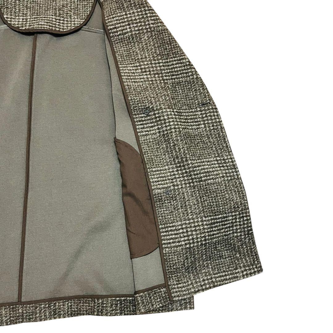 美品✨24AW spick&span Wスライバーチェックハーフコート　ブラウン
