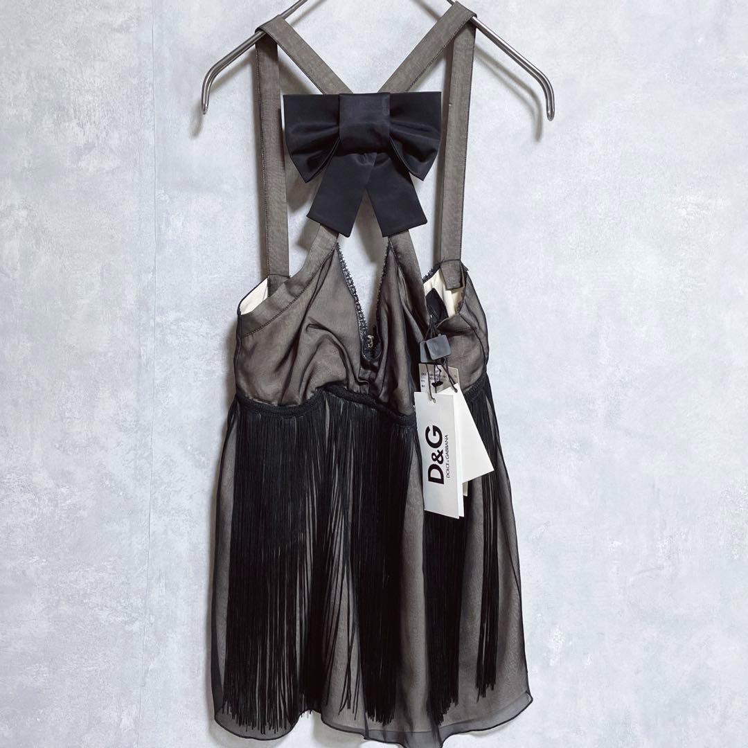 【タグ付き】ドルチェ＆ガッバーナ　ブラックタッセル　シルク　ボウディテール