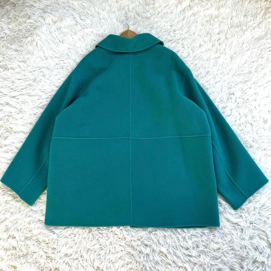 【美品】DoCLASSE　Lサイズ　カシミヤ混　ウールリバーコート　ターコイズ