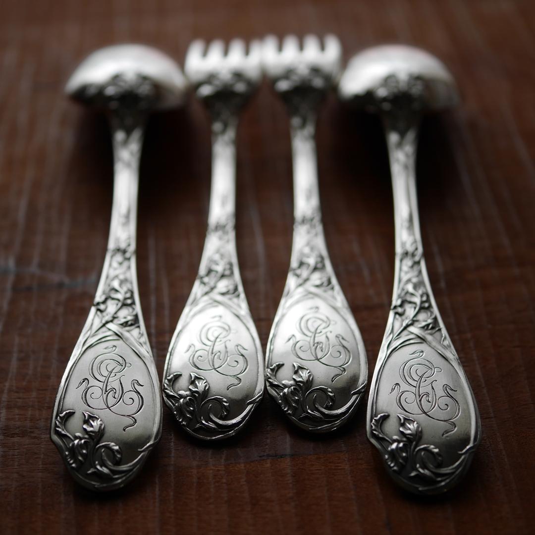 ◆PUIFORCAT◆ピュイフォルカ◆アイリス◆純銀カトラリー2客セット◆