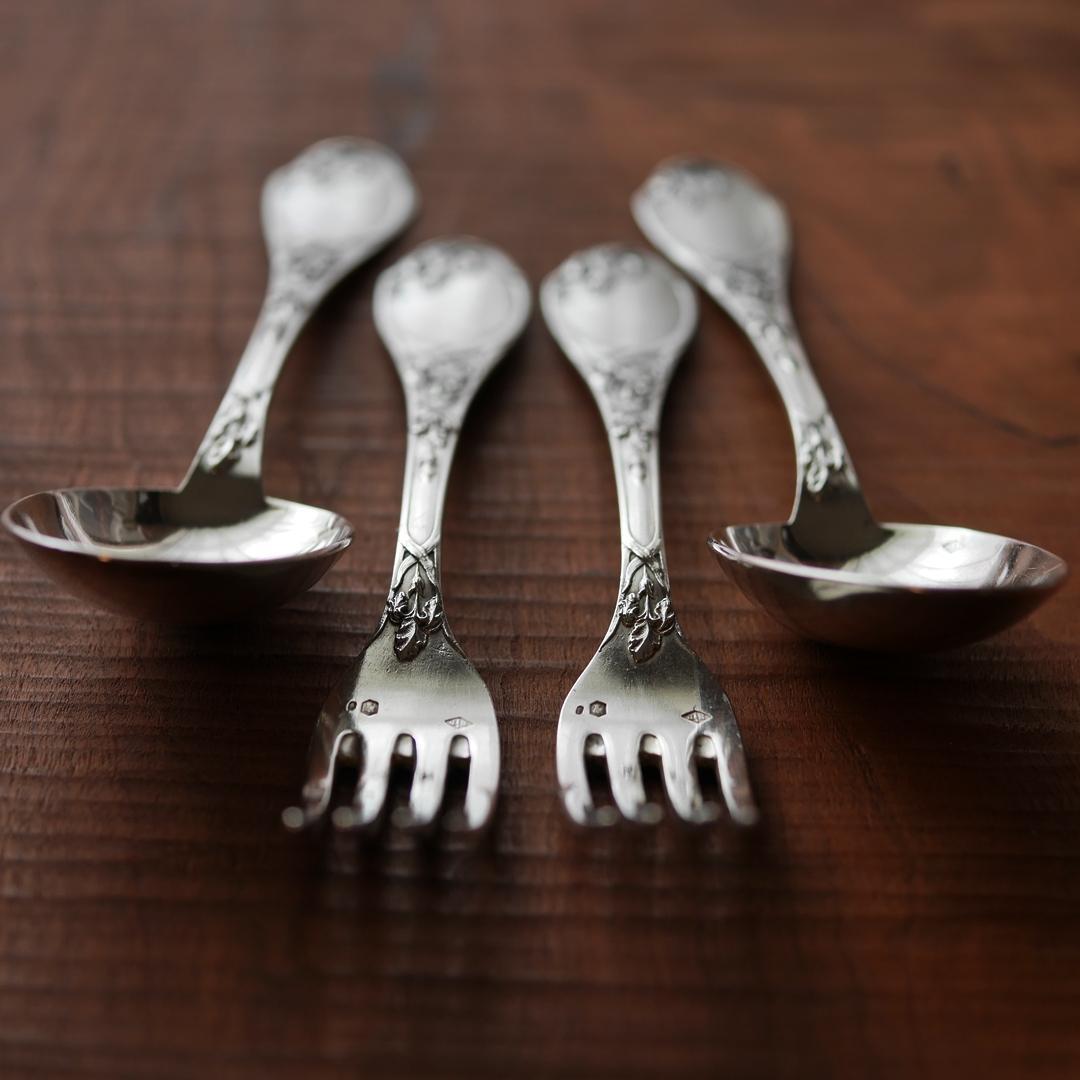 ◆PUIFORCAT◆ピュイフォルカ◆アイリス◆純銀カトラリー2客セット◆