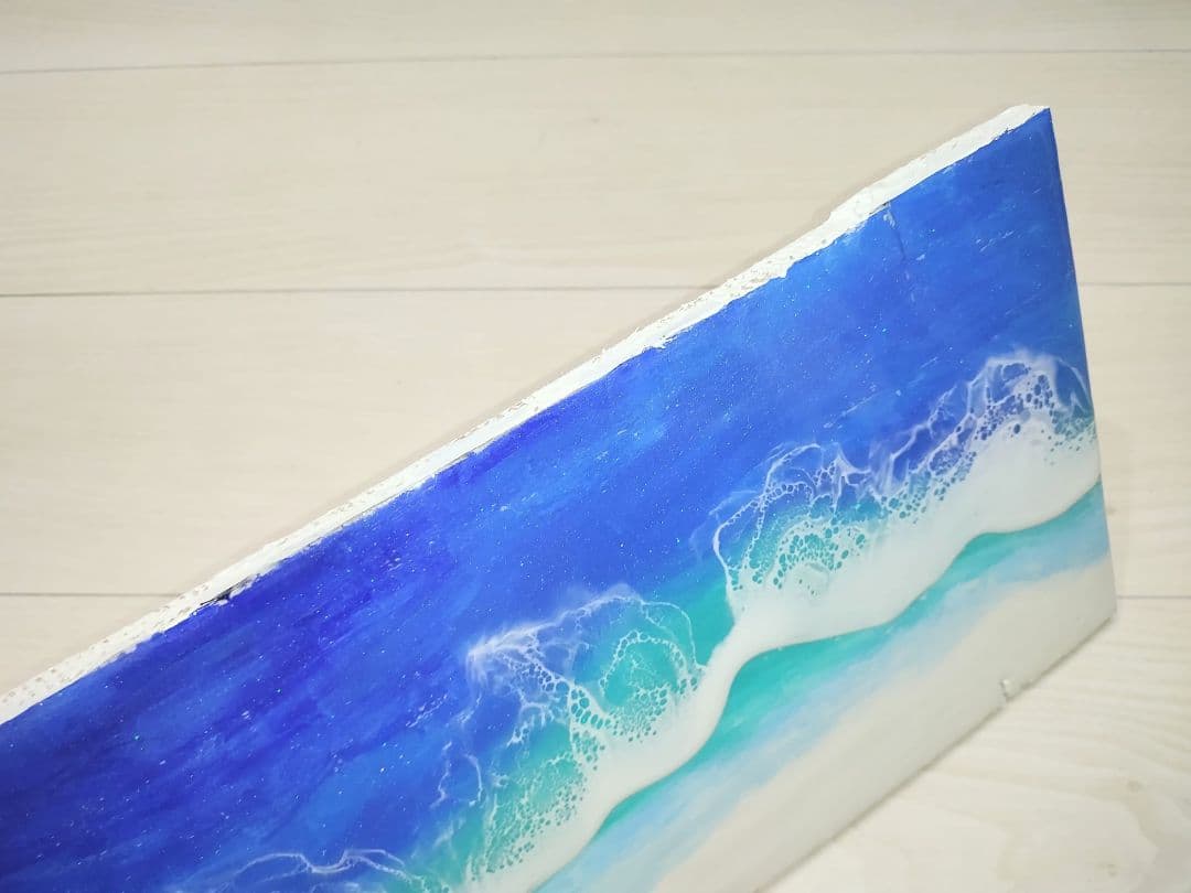 オーシャンレジン壁掛けボード　大きいサイズ　アート作品ハンドメイド　宮古ブルー