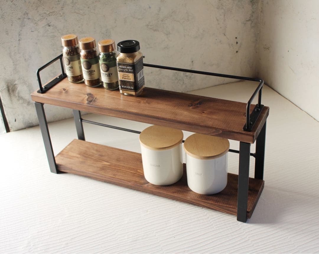 アイアン2段スパイスラック・調味料棚・49 cm