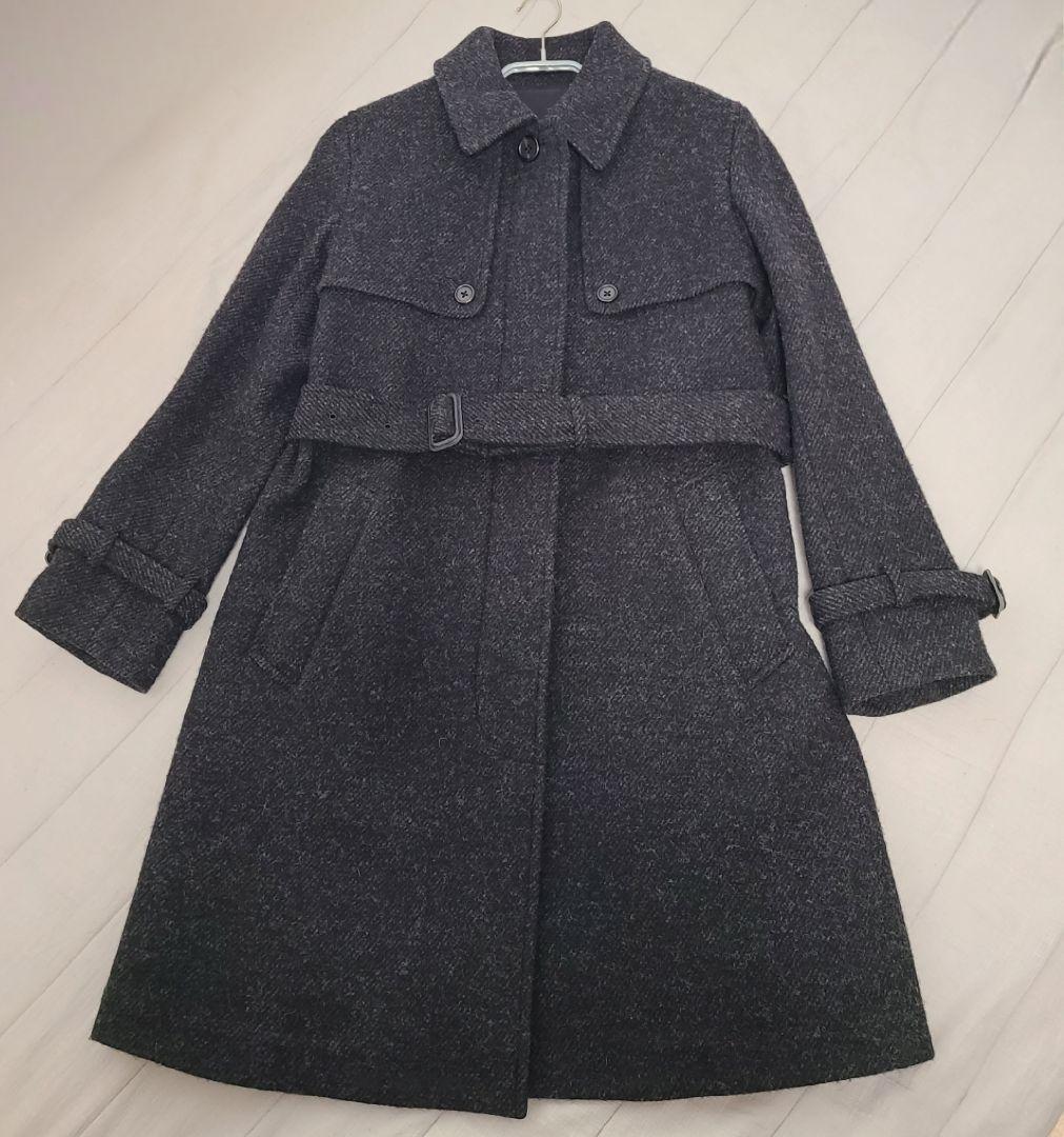 マーガレットハウエル ヘリンボーン ウールトレンチコート ミドル丈 ベルト付