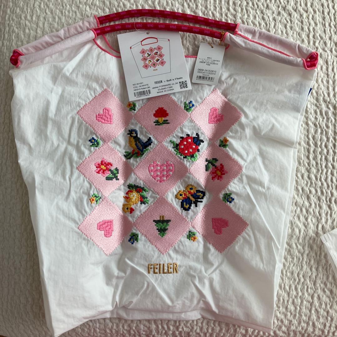 FEILER フェイラー ボールアンドチェーン　バッグ ホワイト M