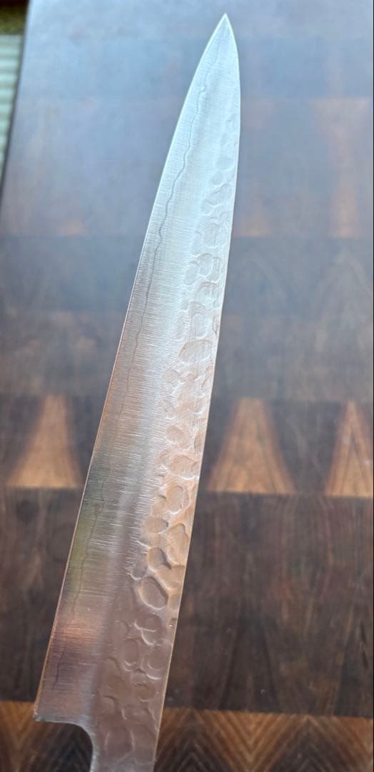 土佐打刃物　龍馬之剣心　銀三　筋引　210mm 包丁　槌目　ステンレス　両刃