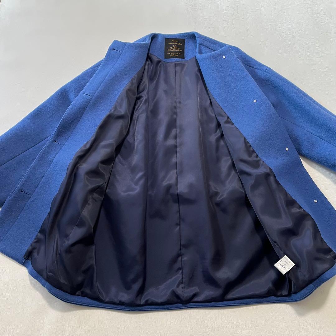 b1724＊ マリンフランセーズ ノーカラー ウールブレンド コート