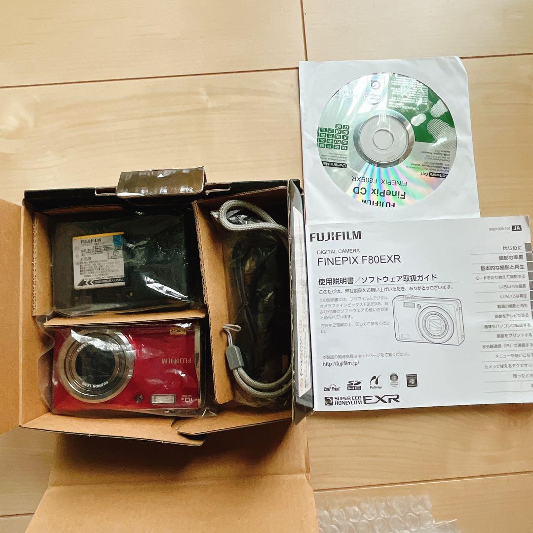FUJIFILM F80EXR赤 コンパクトデジタルカメラ　防水プロテクター付き