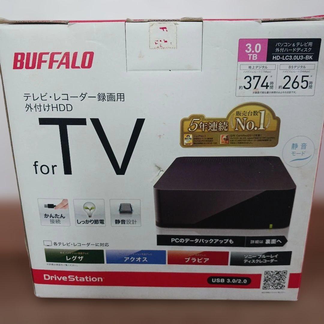 BUFFALO パソコン&テレビ用外付けハードディスクHD-LC3.0U3-BK