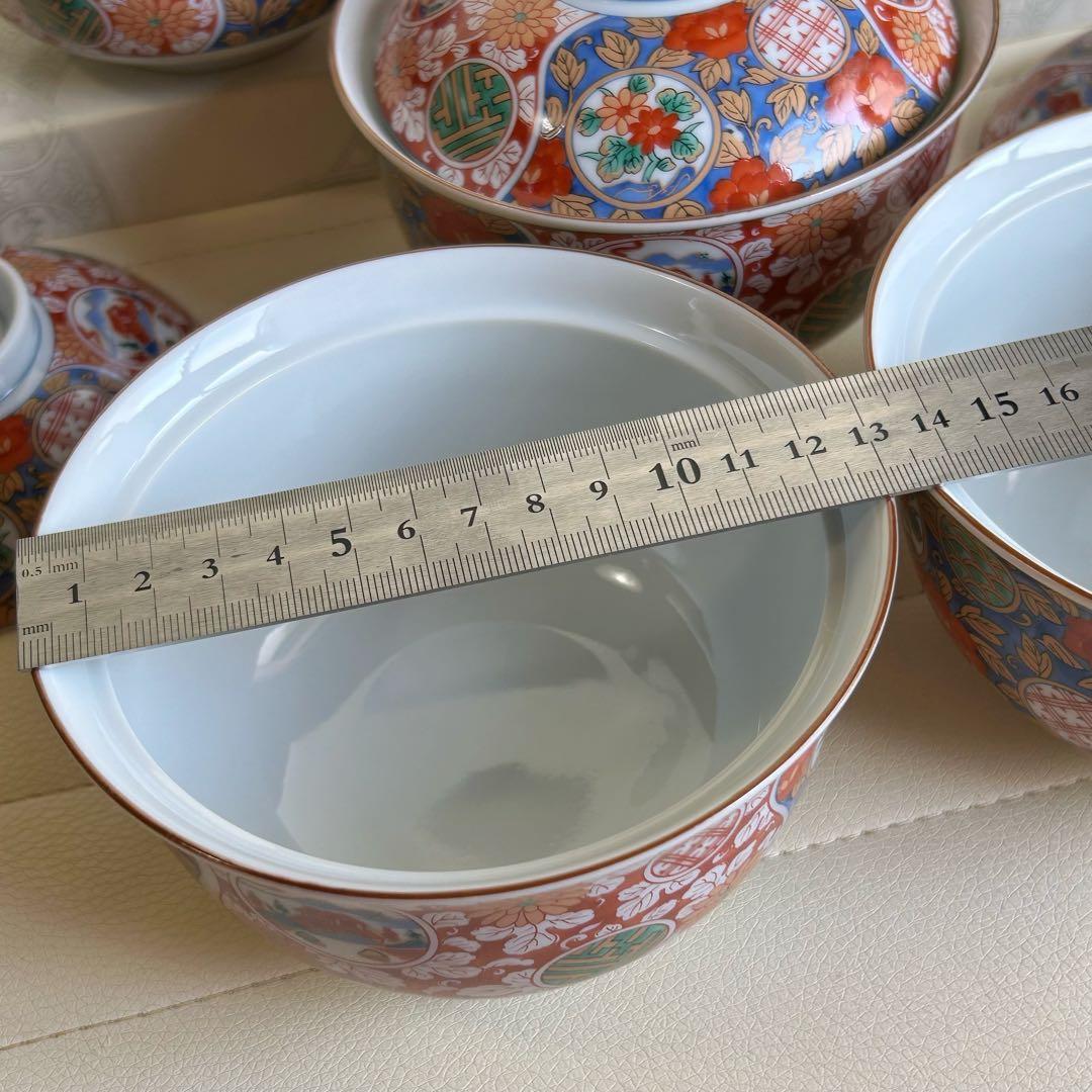 龍峰窯　蓋付きどんぶり揃　5客　丼ぶり　蓋付き碗　色絵　金彩古伊万里　和食器