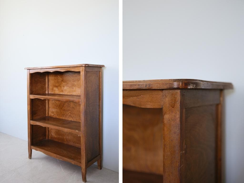 フランスアンティーク猫脚ブックシェルフ/木製本棚/飾り棚/食器棚(90-157)